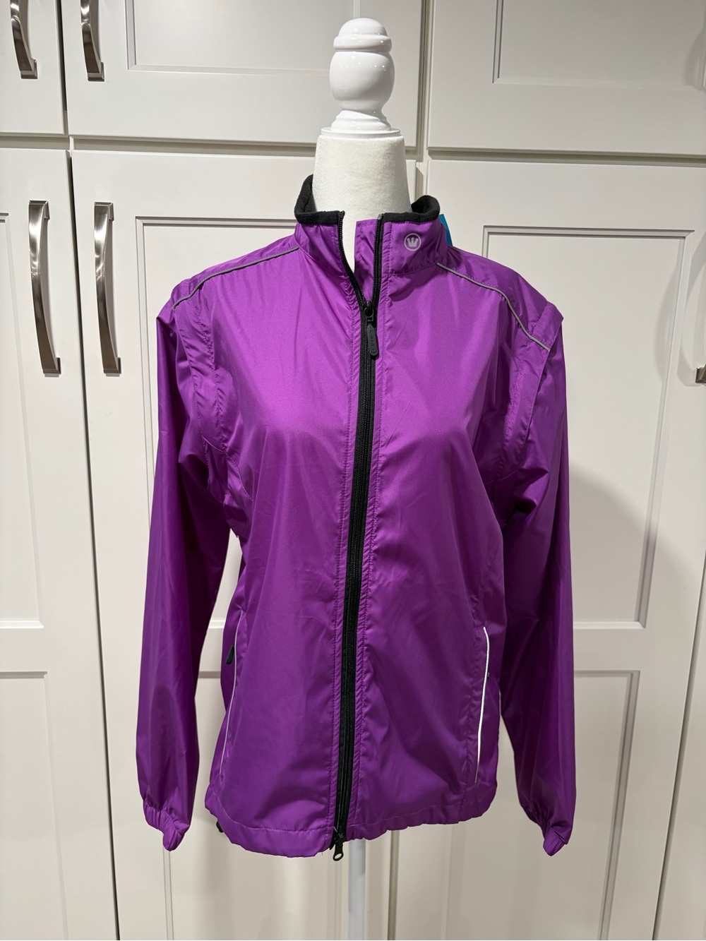Canari Purple Women’s Cycling Rain Jacket with Black Fleece Collar